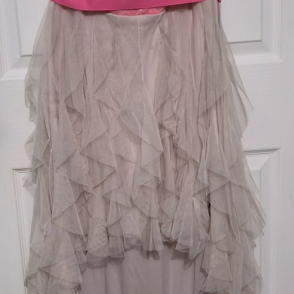 Teeze Me Pink Sequin Bodice with Cream Tulle Skirt Prom Dress - Picture 2 of 7